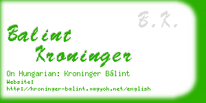 balint kroninger business card